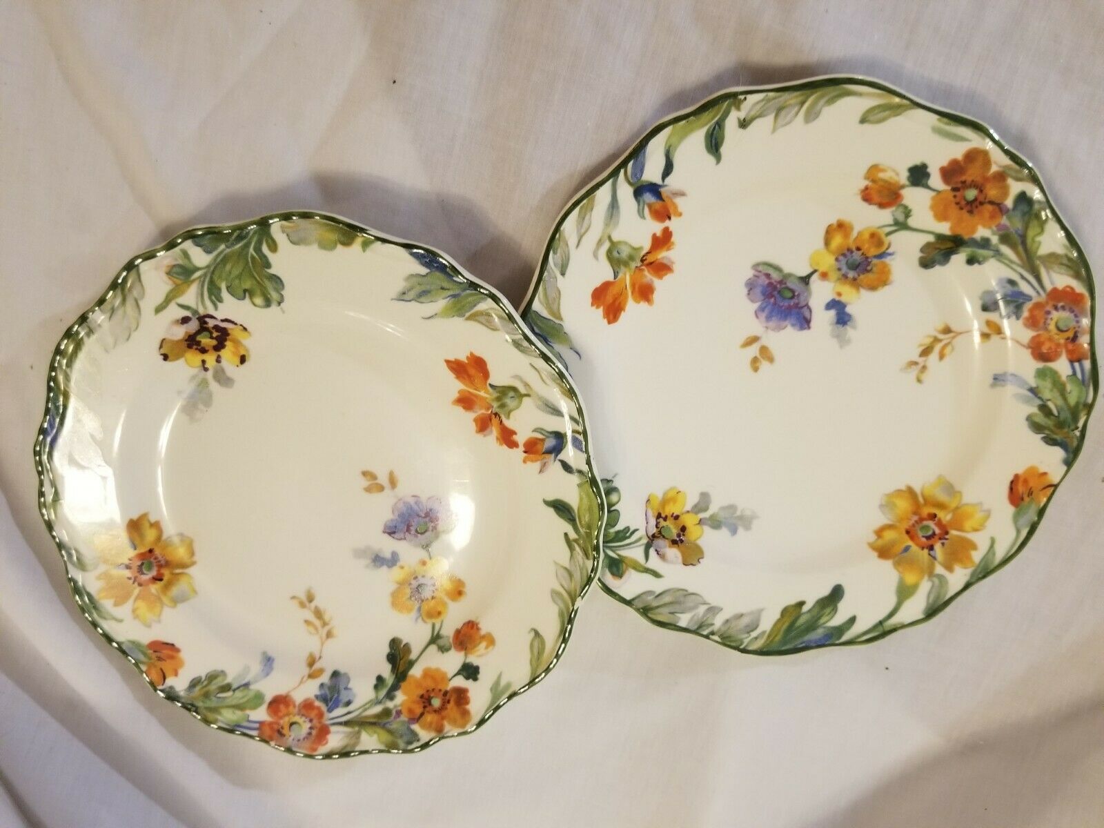 Vintage Steubenville Ivory Floral Dessert Cake  Plates 2 - 6 Inch