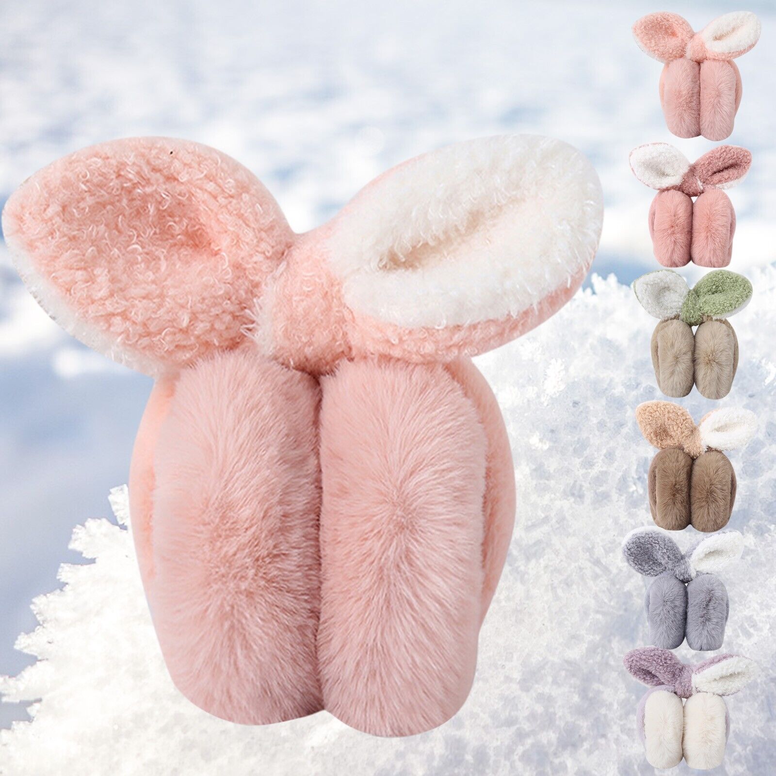 Fuzzy Earmuffs For Girls Bowknot Folding Earmuffs Winter Ear Protection Plush