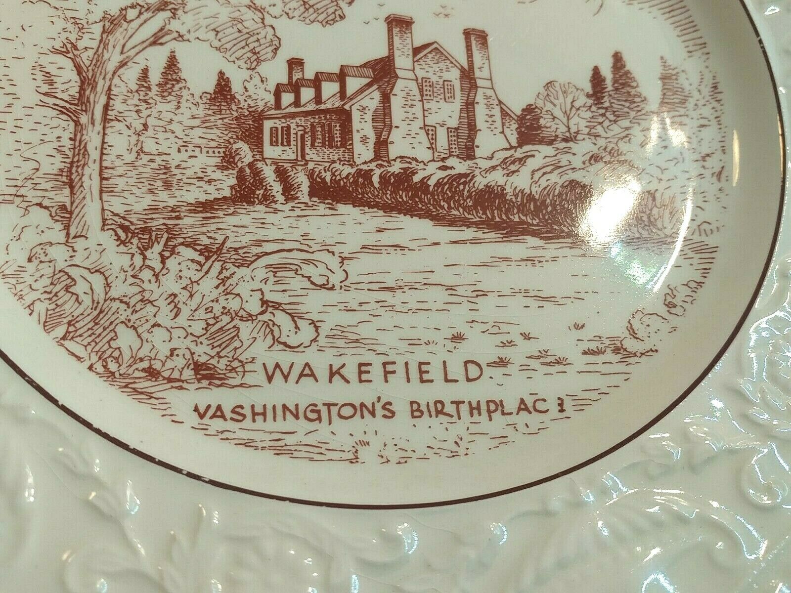 Adam Antique By Steubenville Collector Plate Wakefield Washington’s Birthplace