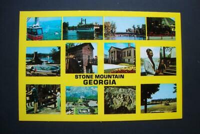 903) Postcard, Historic Stone Mountain Georgia, Riverboat, Tramway, Steam Train