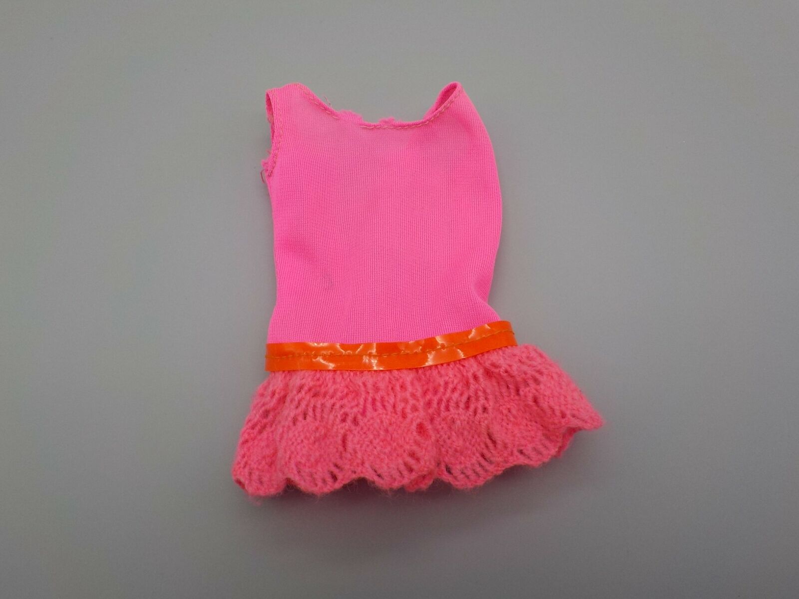 Vintage Barbie Pj Mod Hot Pink Mini Crochet Dress Swimsuit Japan Mattel Tagged
