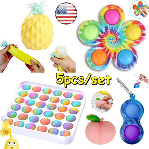 5 Pack Fidget Toys Set Popit Stress Relief Adhd Sensory Bundle Tools Autism Game