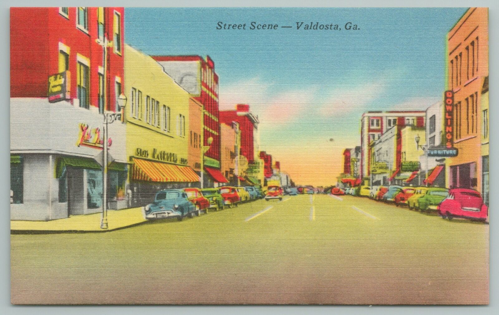 Valdosta Georgia~business Street Scene~vintage Postcard