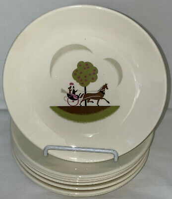 8 Steubenville Horizon*sunday Afternoon*horse & Carriage 6 1/4" Bread Plates