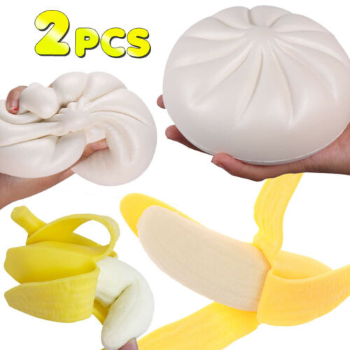 2x Soft Bun Squeeze Stress Relief Toy Squishy Pineapple Ball Fidget Sensory Toys