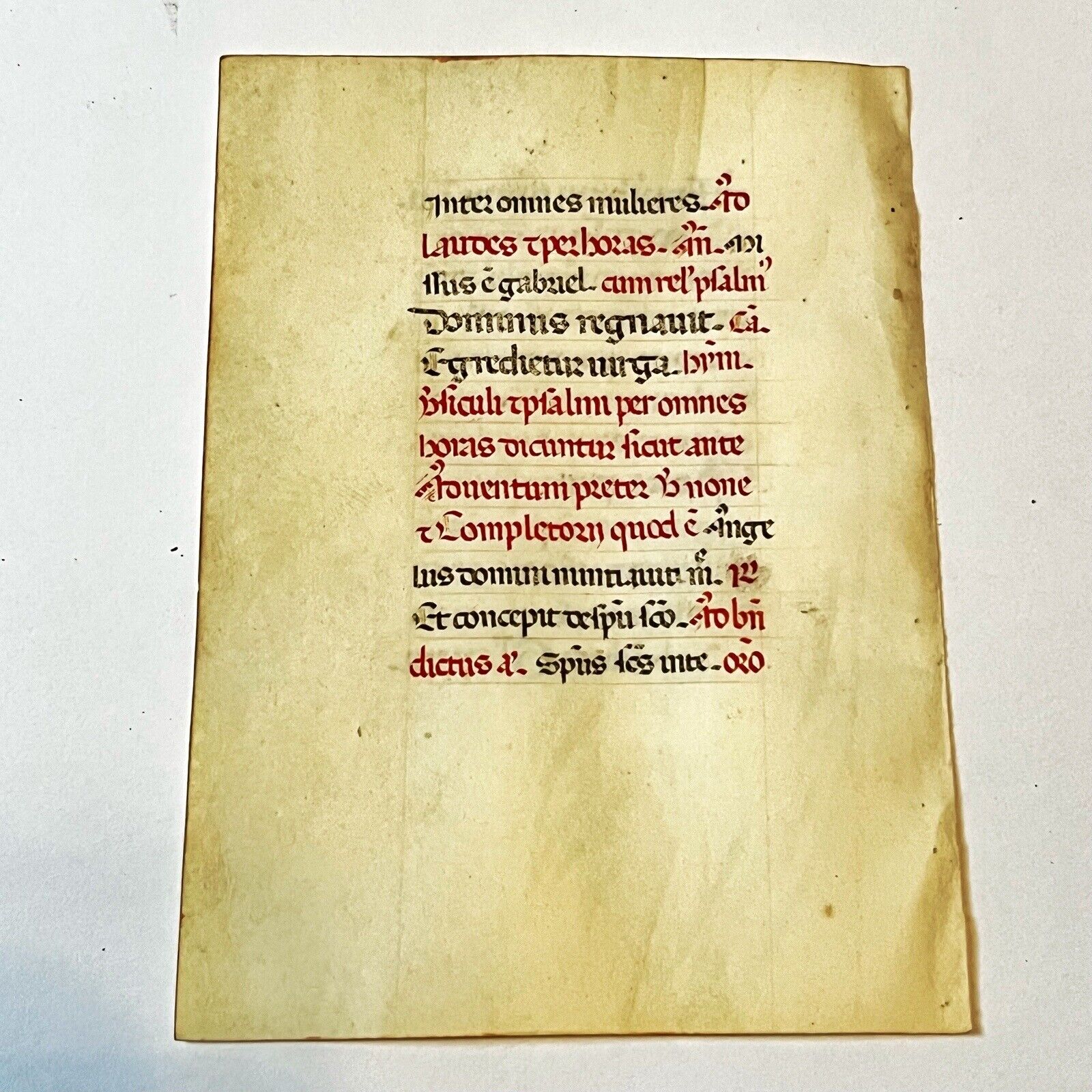 1400’s Hand Written Book Of Hours Boh Leaf - Medieval Renaissance Era Paper Art