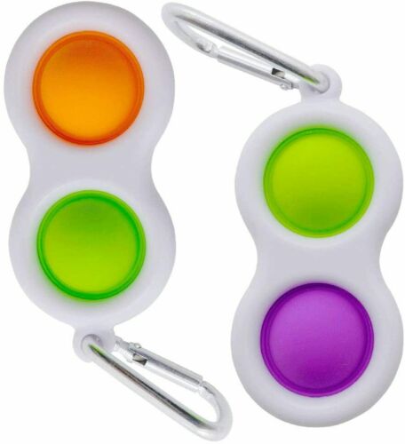 2x Simple Dimple Pop Bubble Fidget Toy Keychain Board Sensory Stress Relief Kids