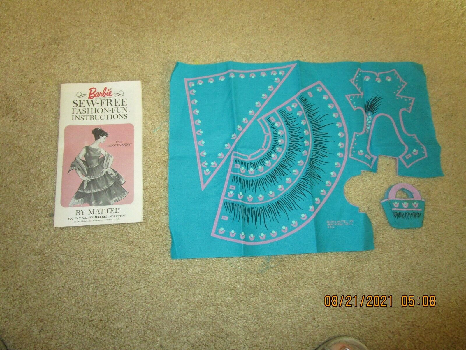 Vintage Barbie Hootenany #1707 Sew Free, 70% Uncut, Instruction Book Included