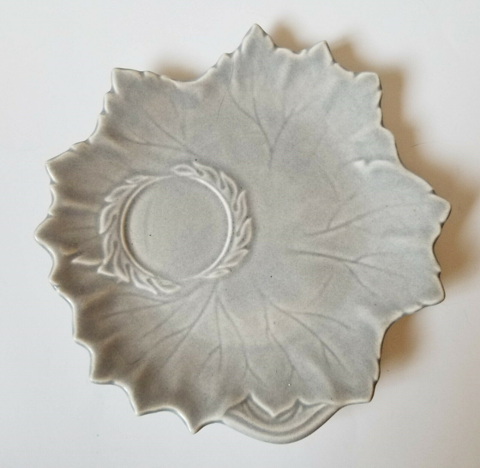 Steubenville Woodfield Russel Wright 9" Leaf Snack Plate Dove Gray Vintage
