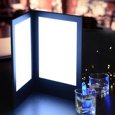 8.5x11" Folding Double Panel Drink Menu Check Presenter Holder Cover W/ Lighting