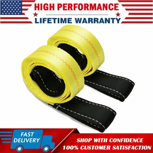 2 Pack 6ft X 2in Lifting Sling Straps With Heavy Duty Flat Loops 10000lbs Nylon