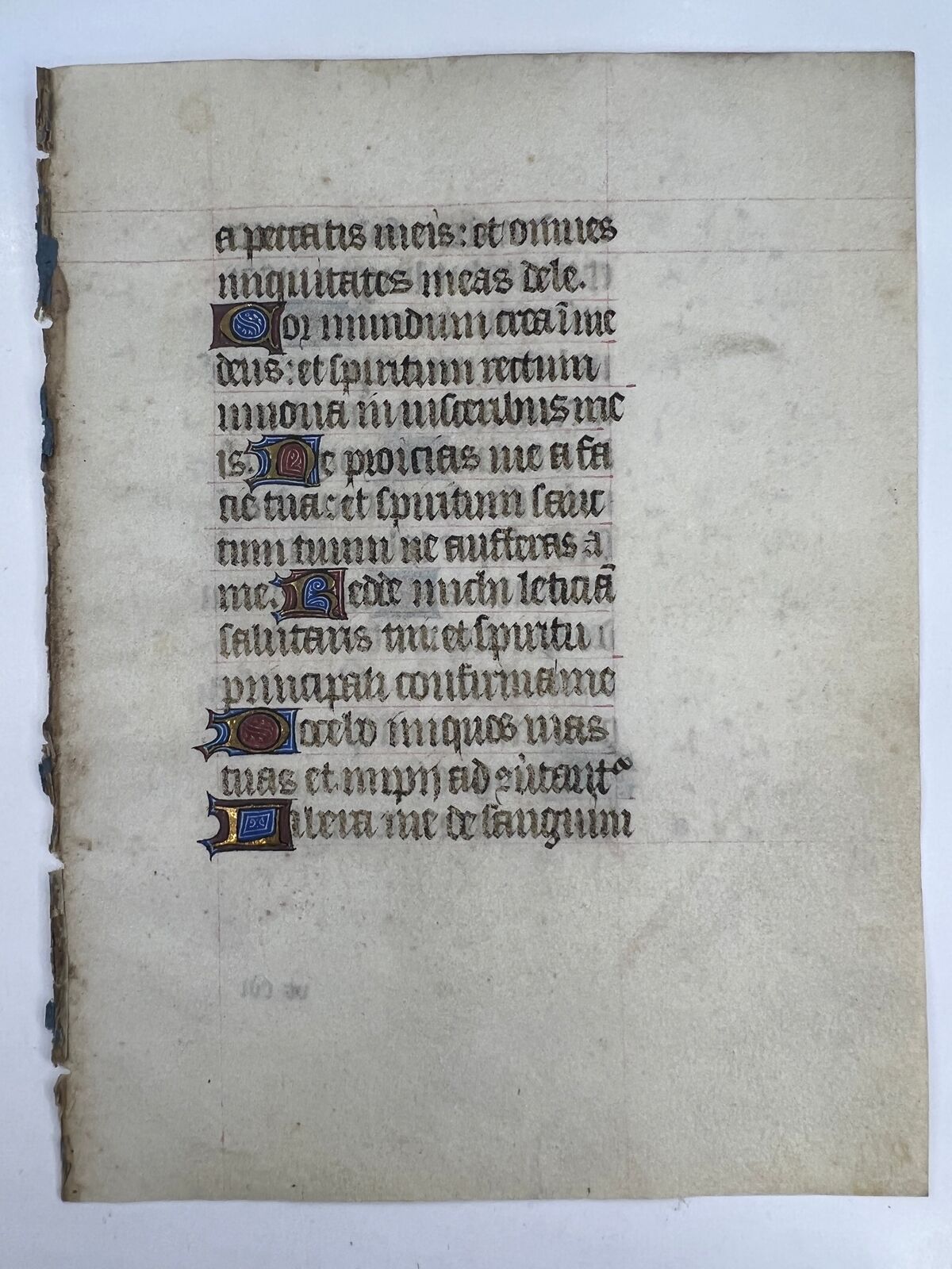 C1450 Illuminated Manuscript Vellum Leaf From A Book Of Hours Latin