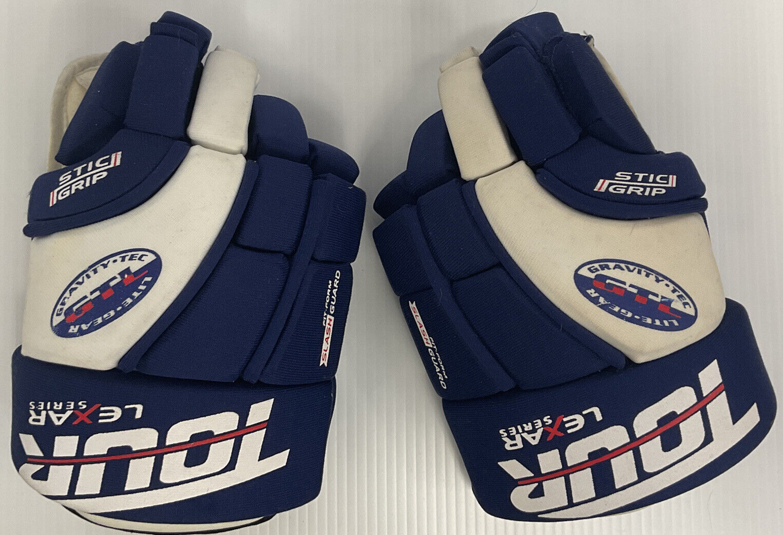 Hockey Gloves Tour Lexar Series Size Med 14” Gravity Tec Lite Gear White Blue 🌐