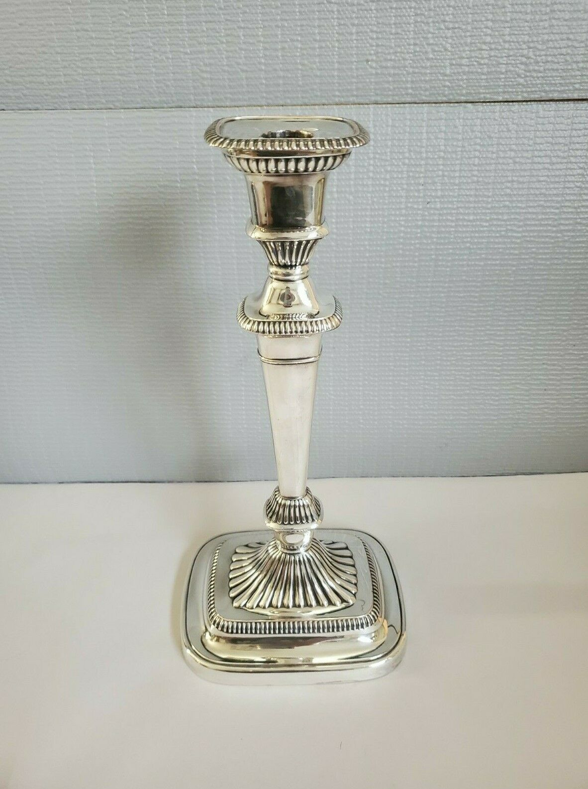 Vintage Antique England  Silver Plated Candle Stick Holder 12.5''t~5.75'' W