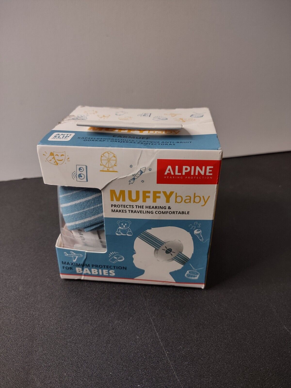 Alpine Muffy Baby Ear Protection For Newborn And Babies 0 - 36 Months Blue/white