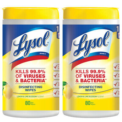 Lysol Disinfecting Wipes, Lemon - Lime Blossom 80 Ct (pack Of 2)