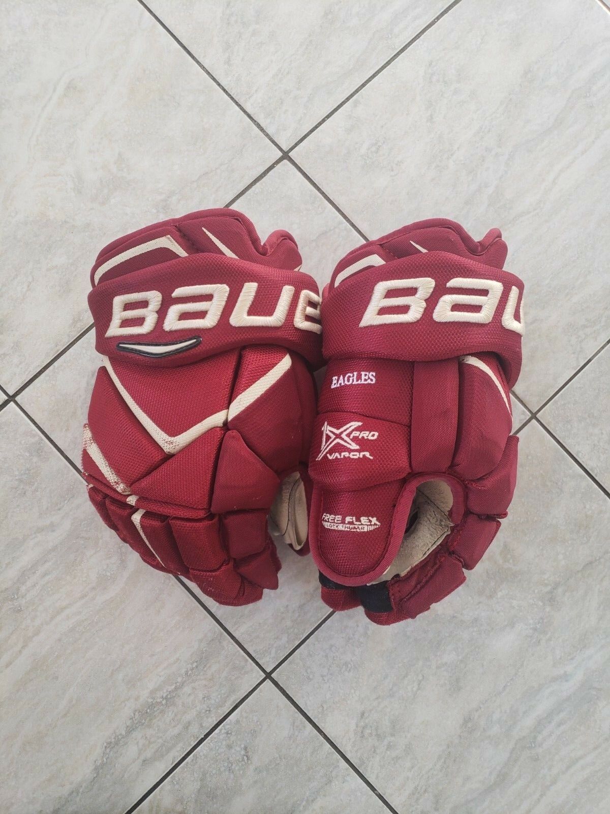 Boston College Bauer 1x Pro Stock Hockey Gloves, 14", Poron