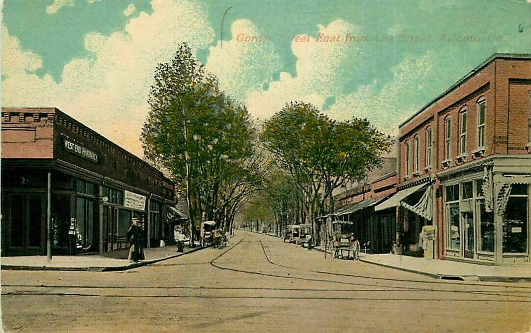 Postcard Gordon Street East From Lee Street, Atlanta, Georgia - Ca 1909