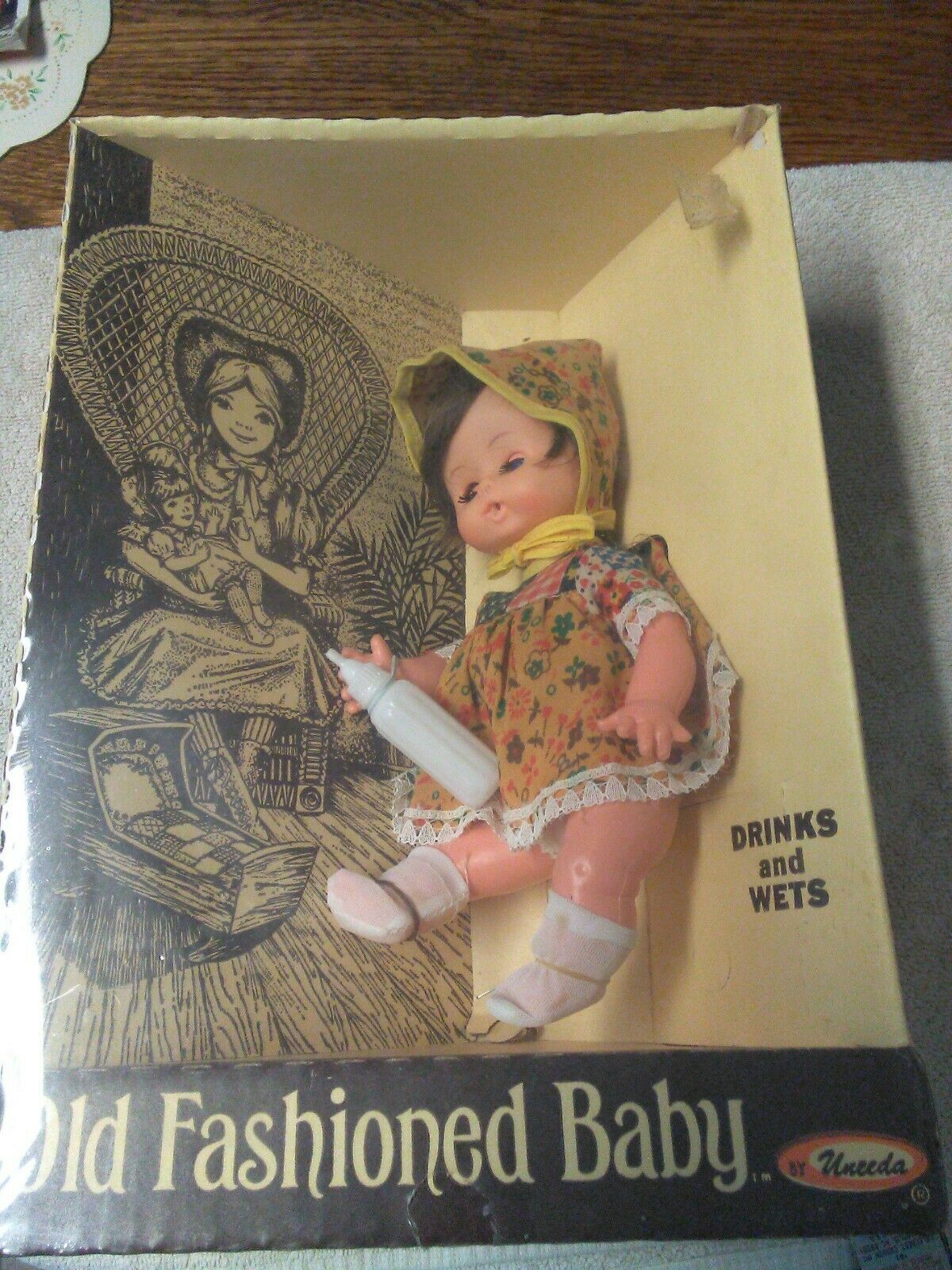 Vintage Uneeda Old Fashioned Baby Doll In Original  Box ,1970's ? ,never Opened