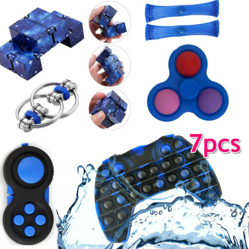 7 Pack Infinity Cube Fidget Toys Set Sensory Tools Bundle Stress Relief Game Pad