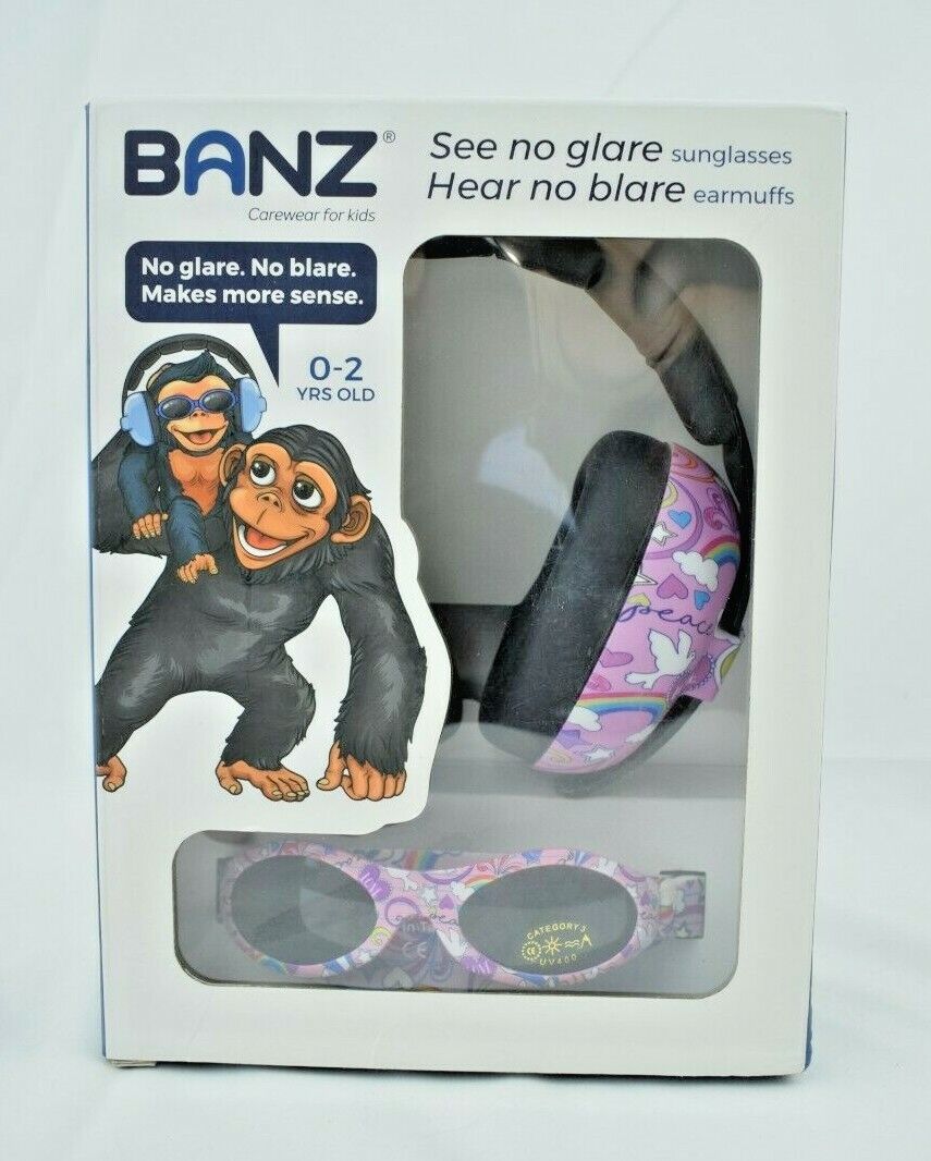 Banz Carewear - No Glare Sunglasses & No Blare Earmuffs - Peace Doodle (new)
