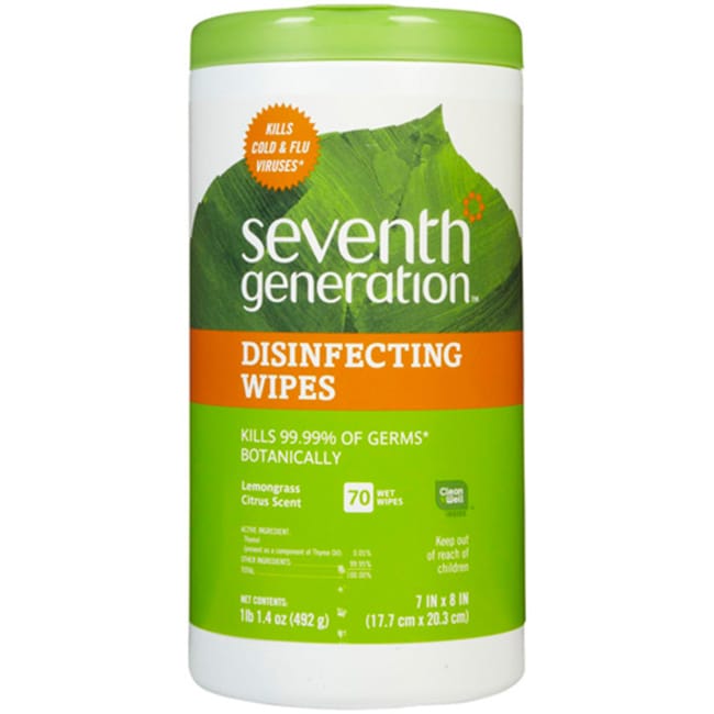 Seventh Generation Disinfecting Wipes - Lemongrass Citrus 70 Wipes.