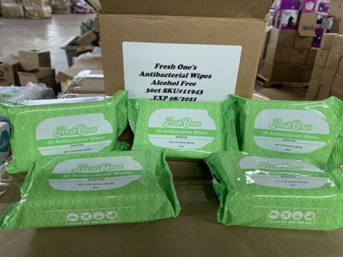 5 Packs Fresh Ones’s Non Alcohol Antibacterial Wipes 30ct Each, 150 Total Wipes