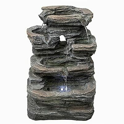5-tier Cascading Tabletop Fountain With Led Lights - Indoor Water Fountain