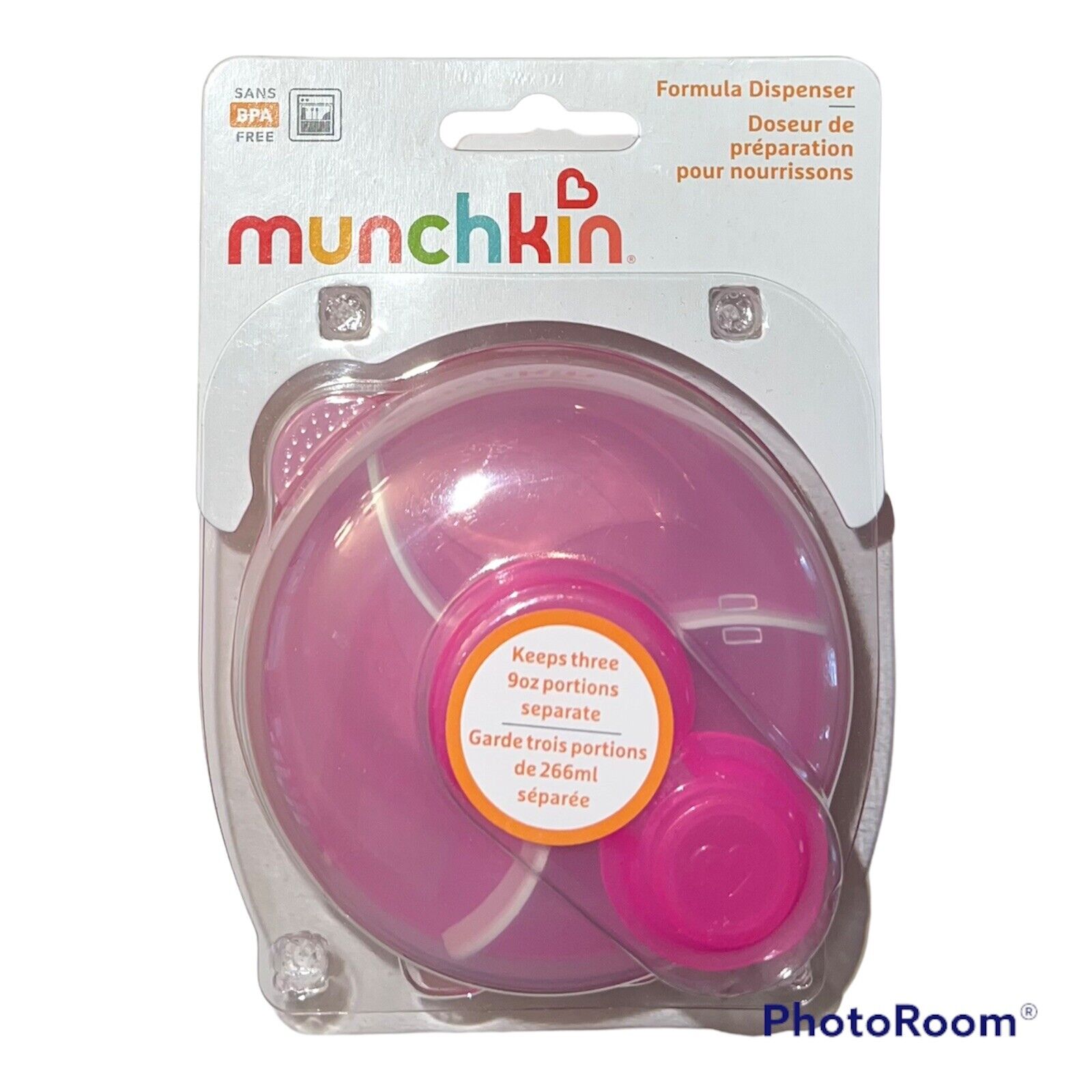 Munchkin Formula Dispenser Pink Bpa Free Holds 3 - 9oz Servings Travel To Go New
