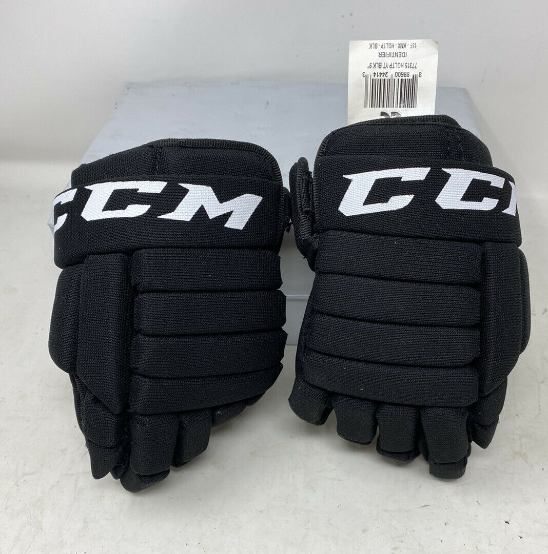 Ccm Hgltp Size Youth 9” / 23cm Black Youth Hockey Gloves, Excellent Condition.
