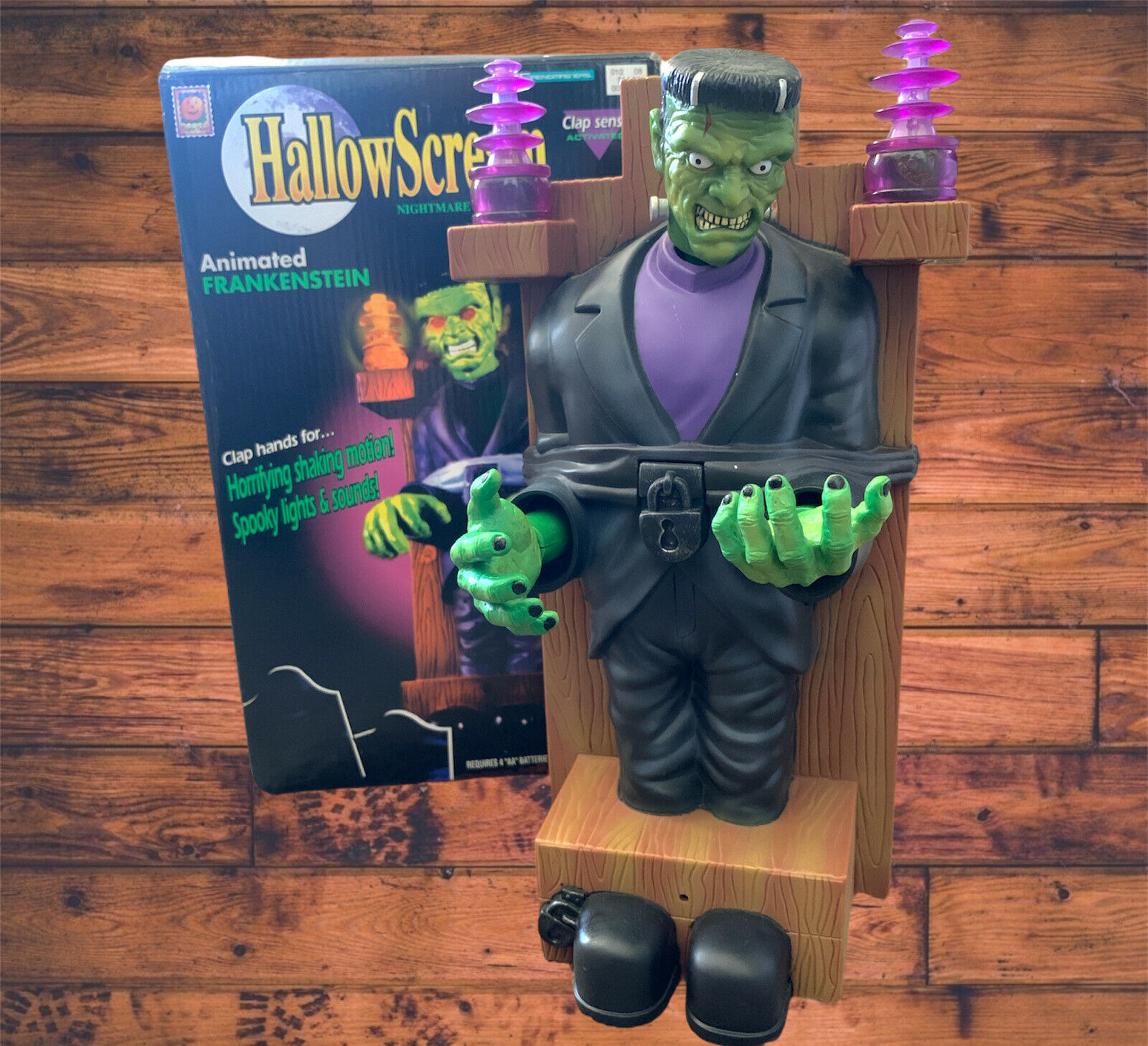 Vtg 1996 Trendmaster Shaking Talking Light Up Frankenstein Halloween Decoration