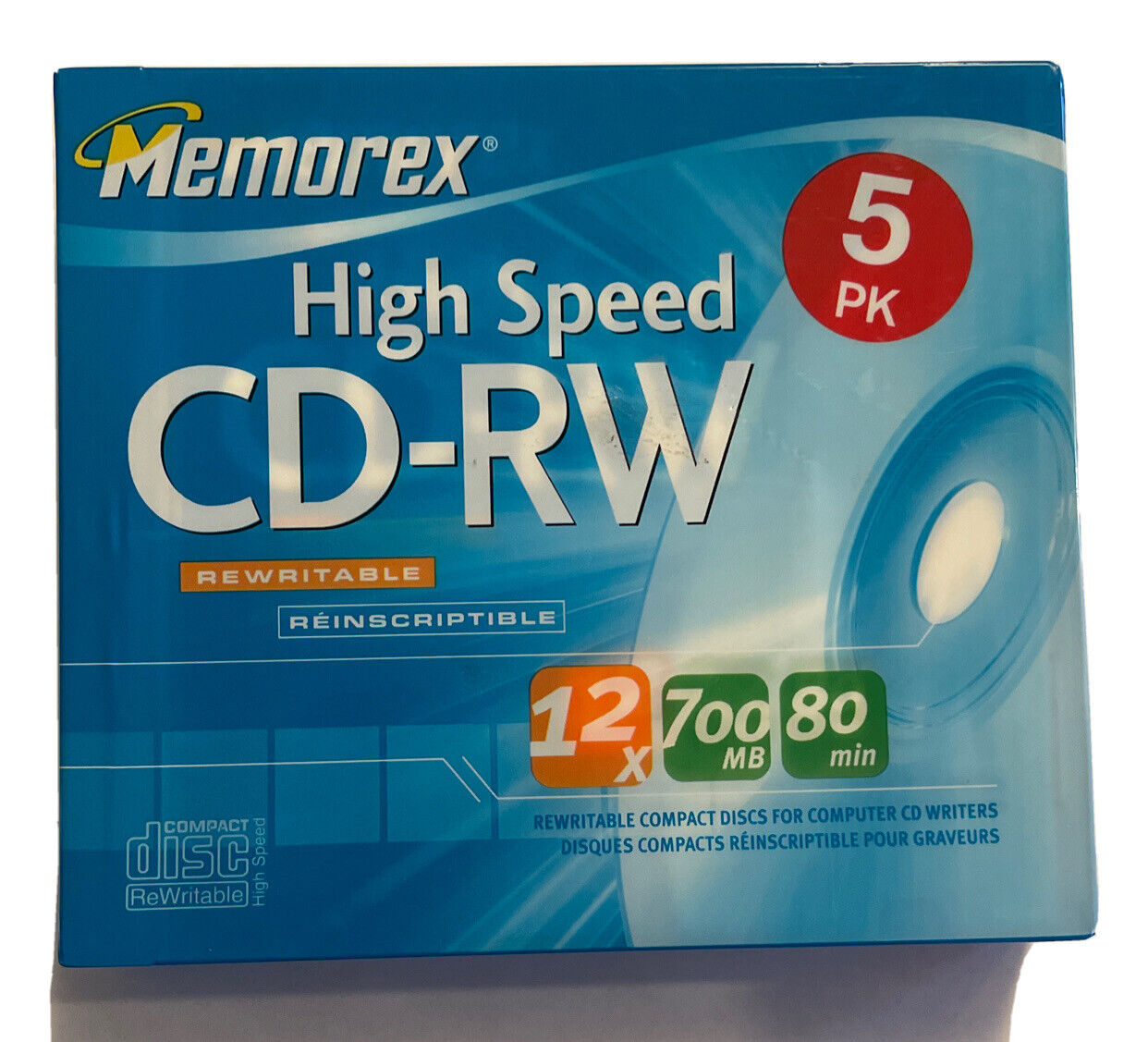 Cd-rw Memorex High Speed Blank Cd-rw Disk 5pk 12x 700 Mb 80 Min