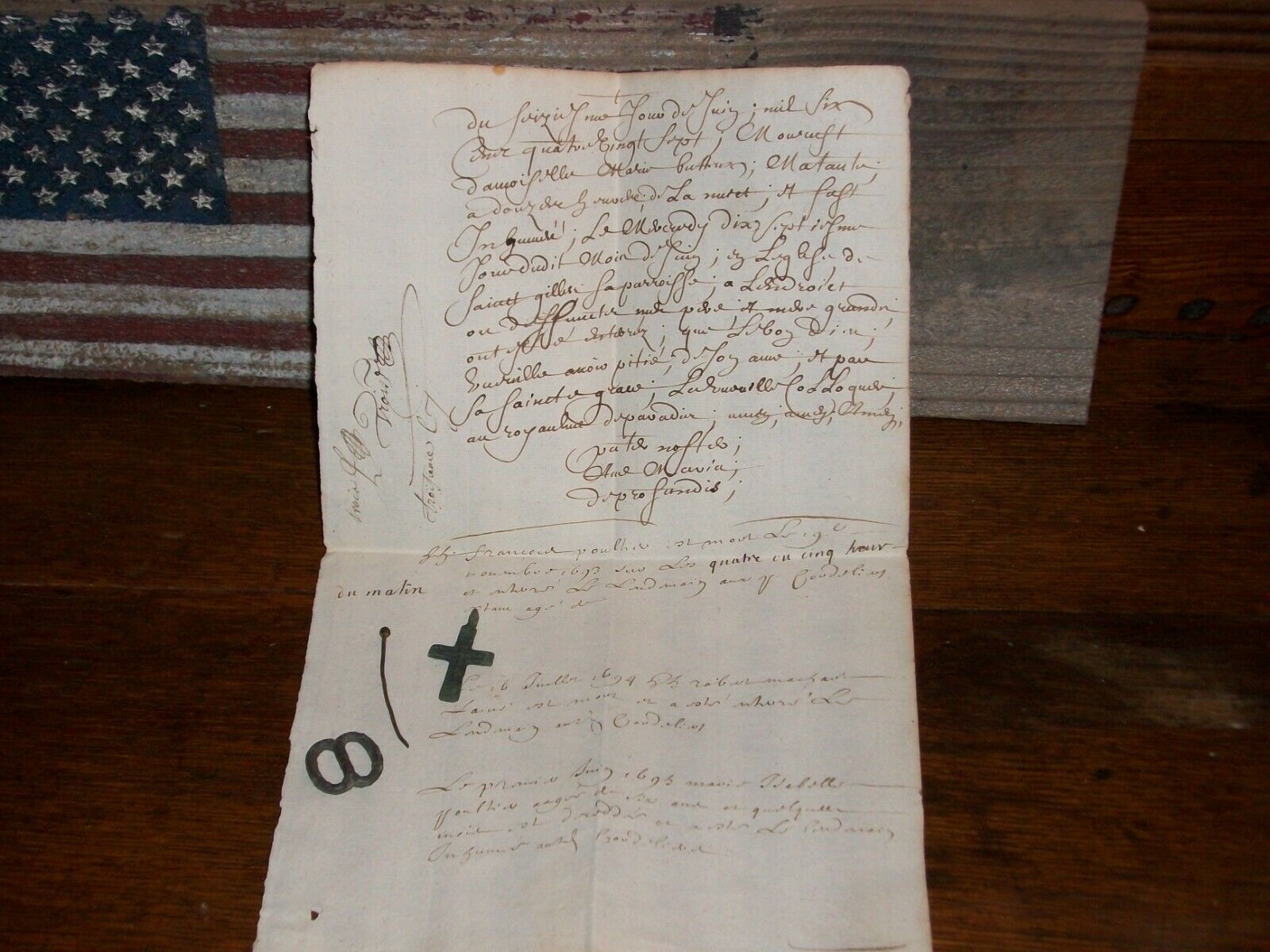Artifacts Lot (1400th -1700th) Century Document (1693) Pin Pewter Buckle Cross