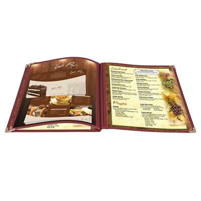 (30 Pack) Menu Cover 6 View 3 Page Book Fold Burgundy 8.5 X 11 Inches Insert
