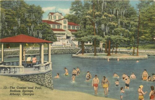 Georgia, Ga, Albany, Casino & Pool, Radium Springs Linen Pm1958 Postcard