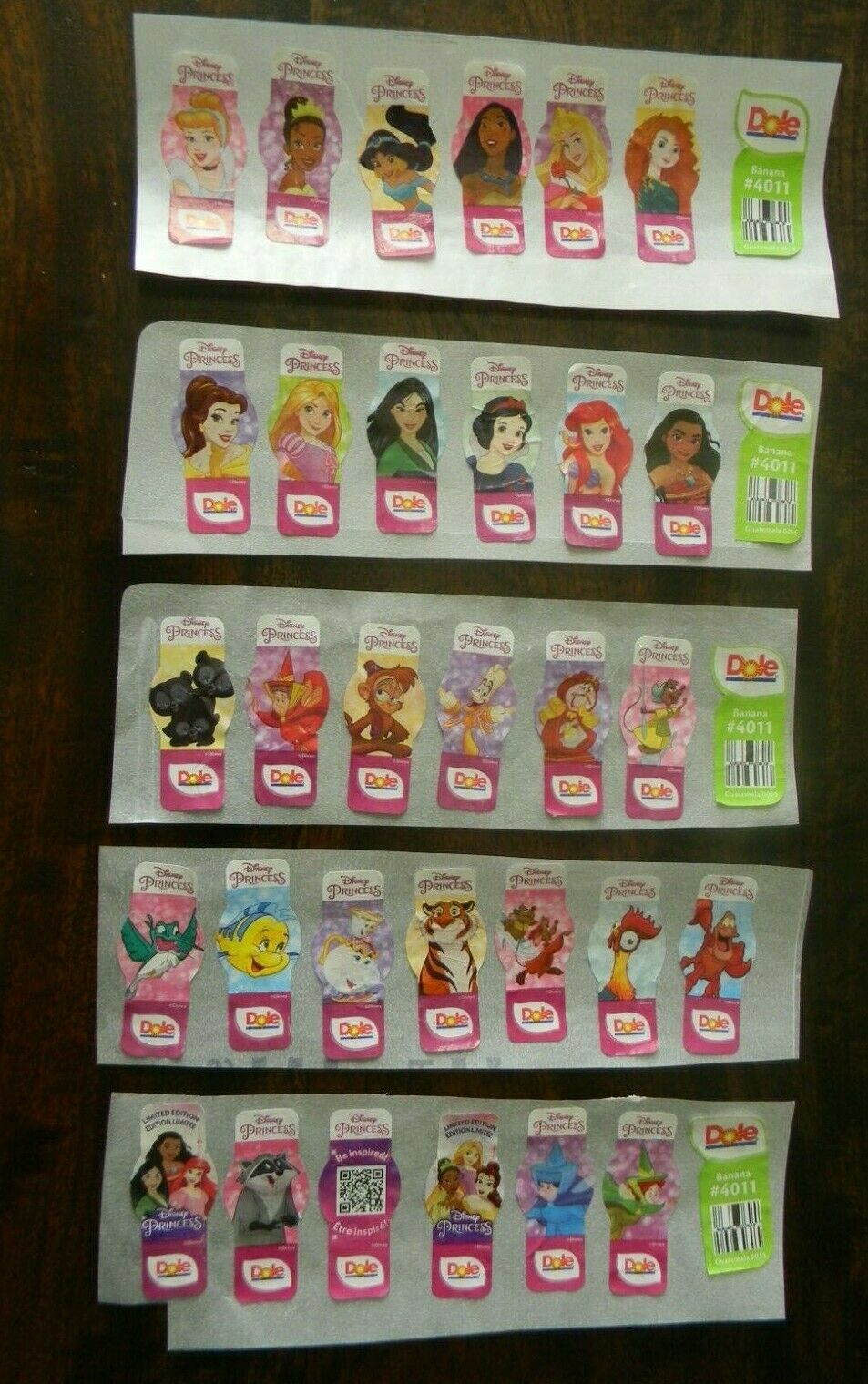 31 Different New Dole Banana Stickers - Disney Princess Theme - Jul227