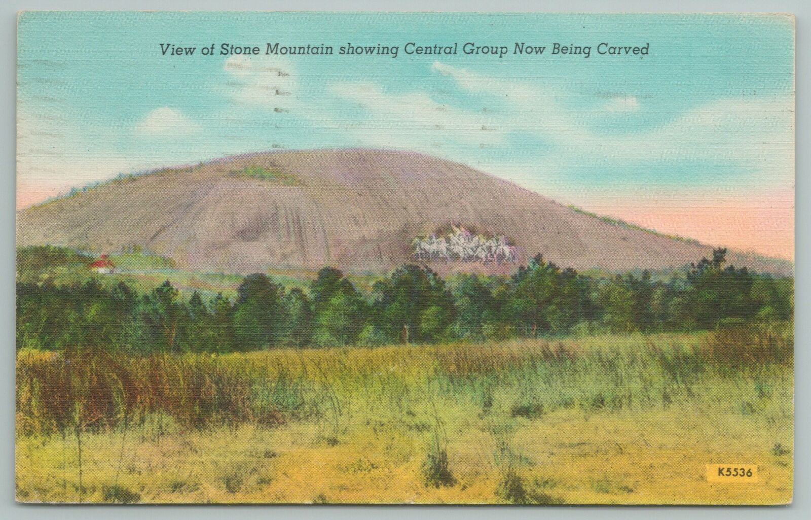 Atlanta Georgia~stone Mountain With Central Group Being Carved~vintage Postcard