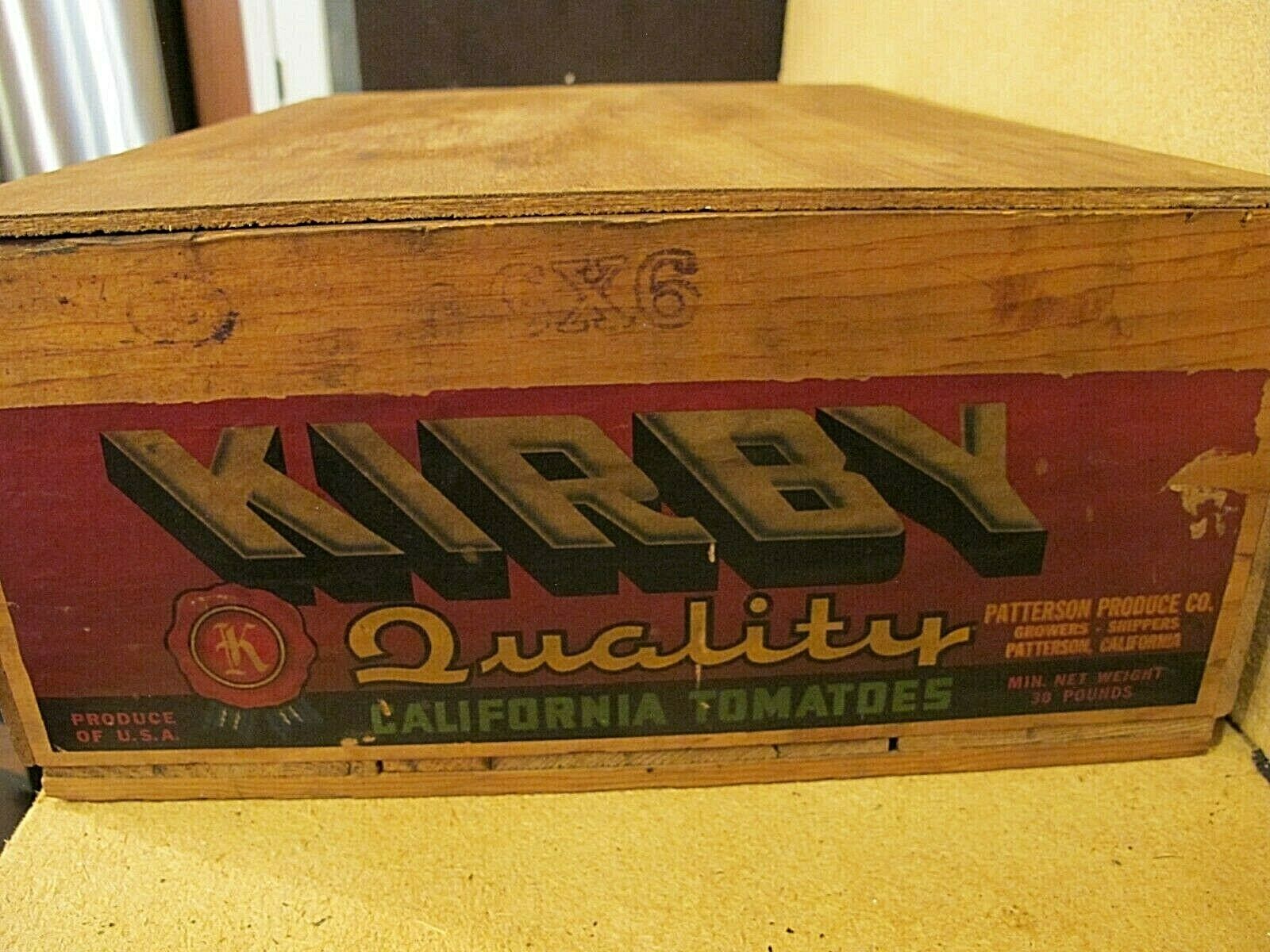 Vtg Wooden Crate W/lid Kirby California Tomatoes , Cool Primitive Country Decor