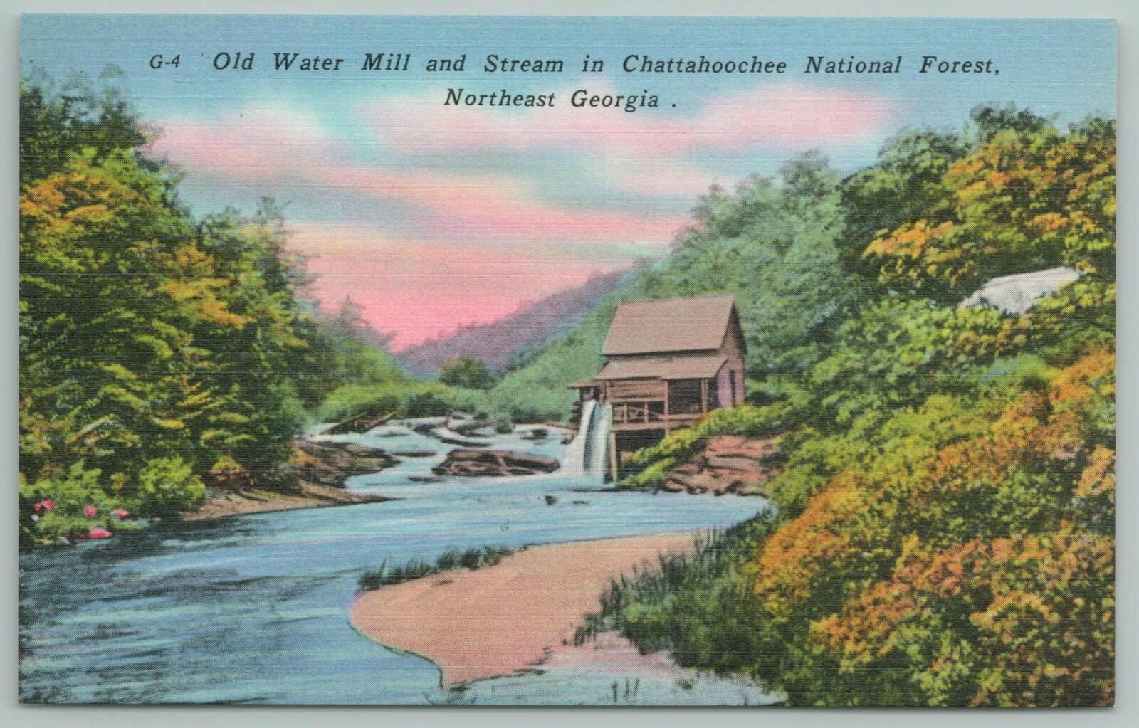Chattahoochee Forest Georgia~water Mill Stream~vintage Postcard