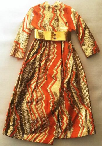 Vintage Barbie Goldswinger #1494 Orange Gold Metallic Evening Coat  278-22