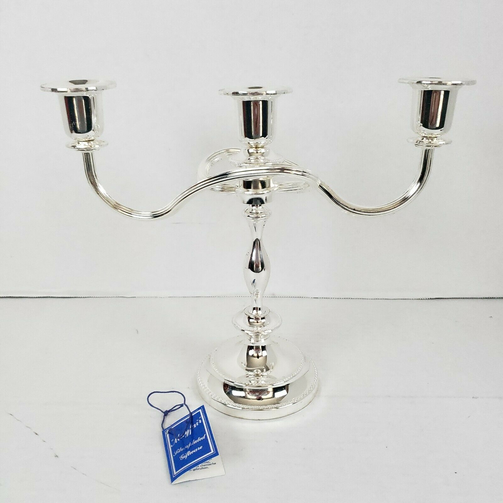 Mayfair England Silver Plated Candelabra  Twisted 3 Branch Candleholder