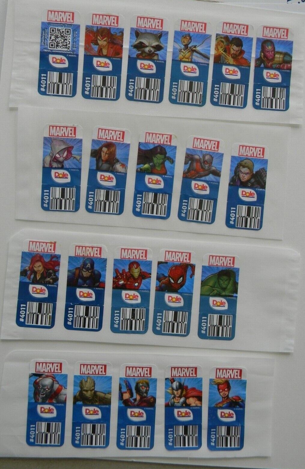 21 Different Marvel Super Heros Dole Banana Stickers  - Aug051
