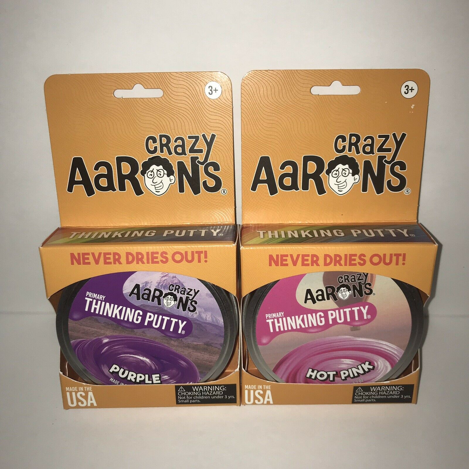 New Crazy Aaron’s Primary Thinking Putty Lot Of 2 Purple & Pink 3.2 Oz Tins