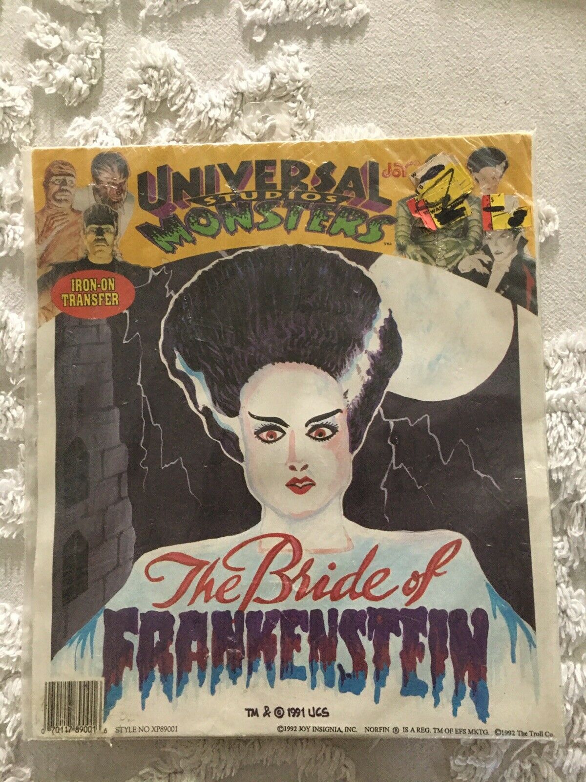 1992 Joy Universal Studios Monsters The Bride Of Frankenstein Iron-on Transfer