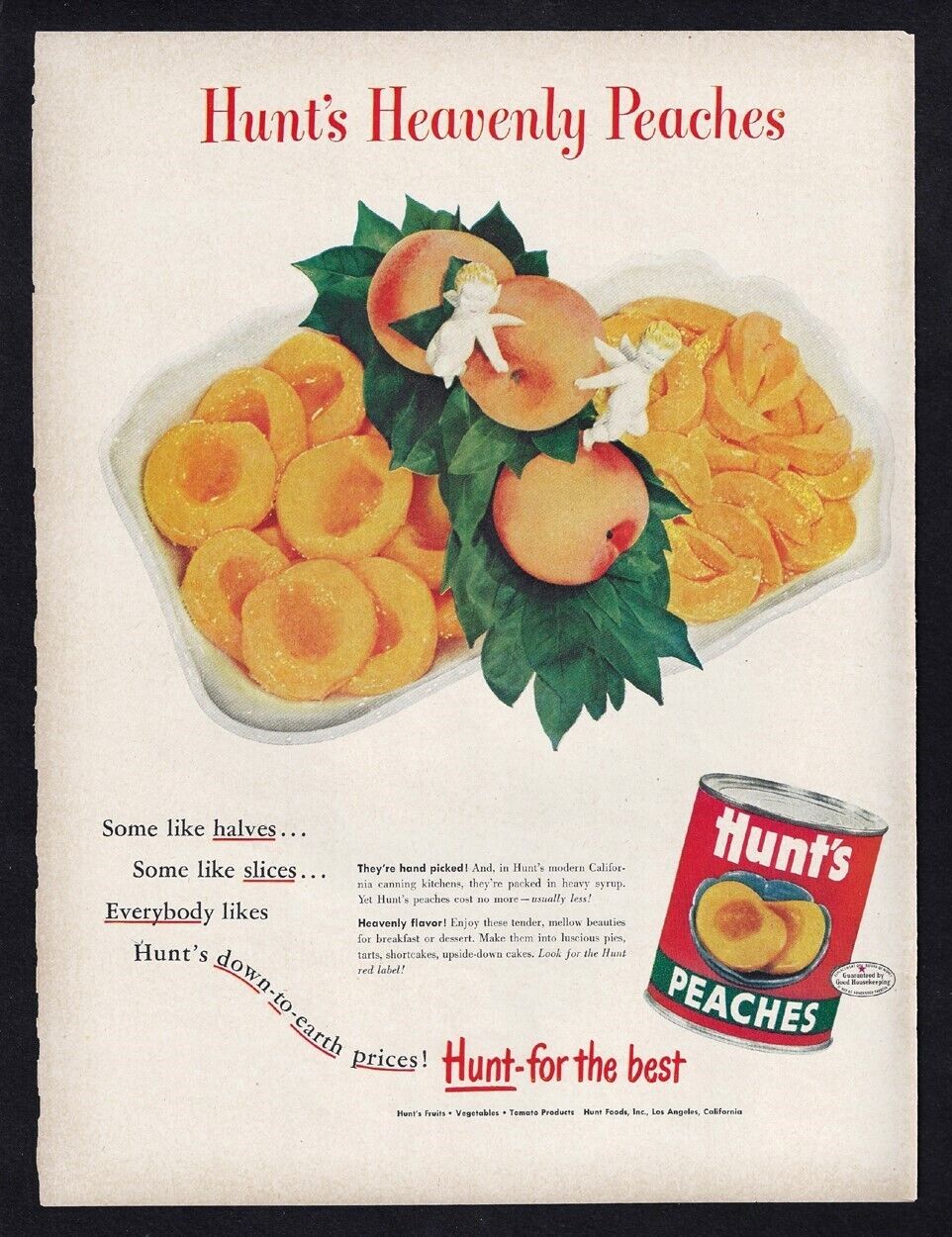 Vintage 1948 Hunt's "heavenly Peaches" Print Ad "hunt For The Best"