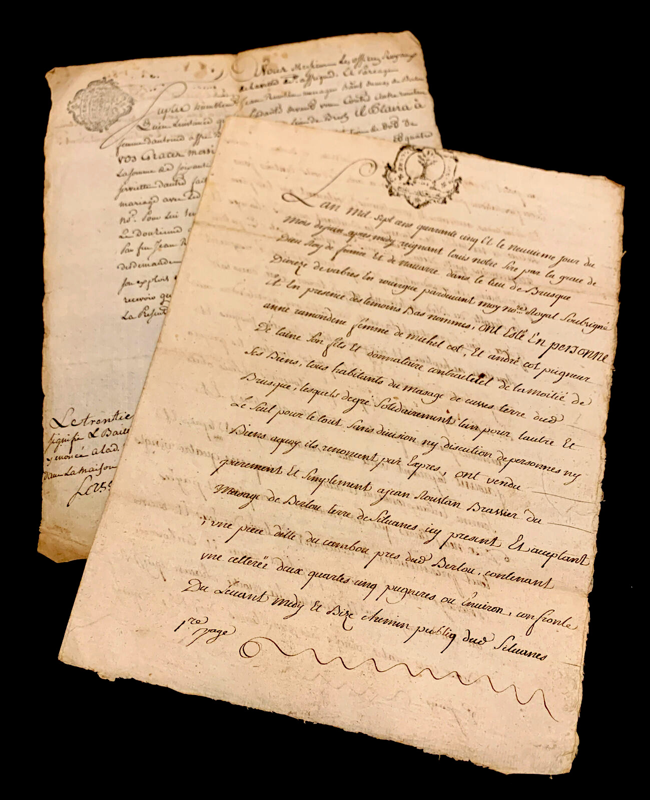 Lot Of Two Documents From 1700s