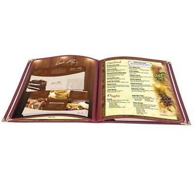20pcs Restaurant Menu Cover Foldable 8.5x11 Burgundy Trim 4 Page 8 View Cafe