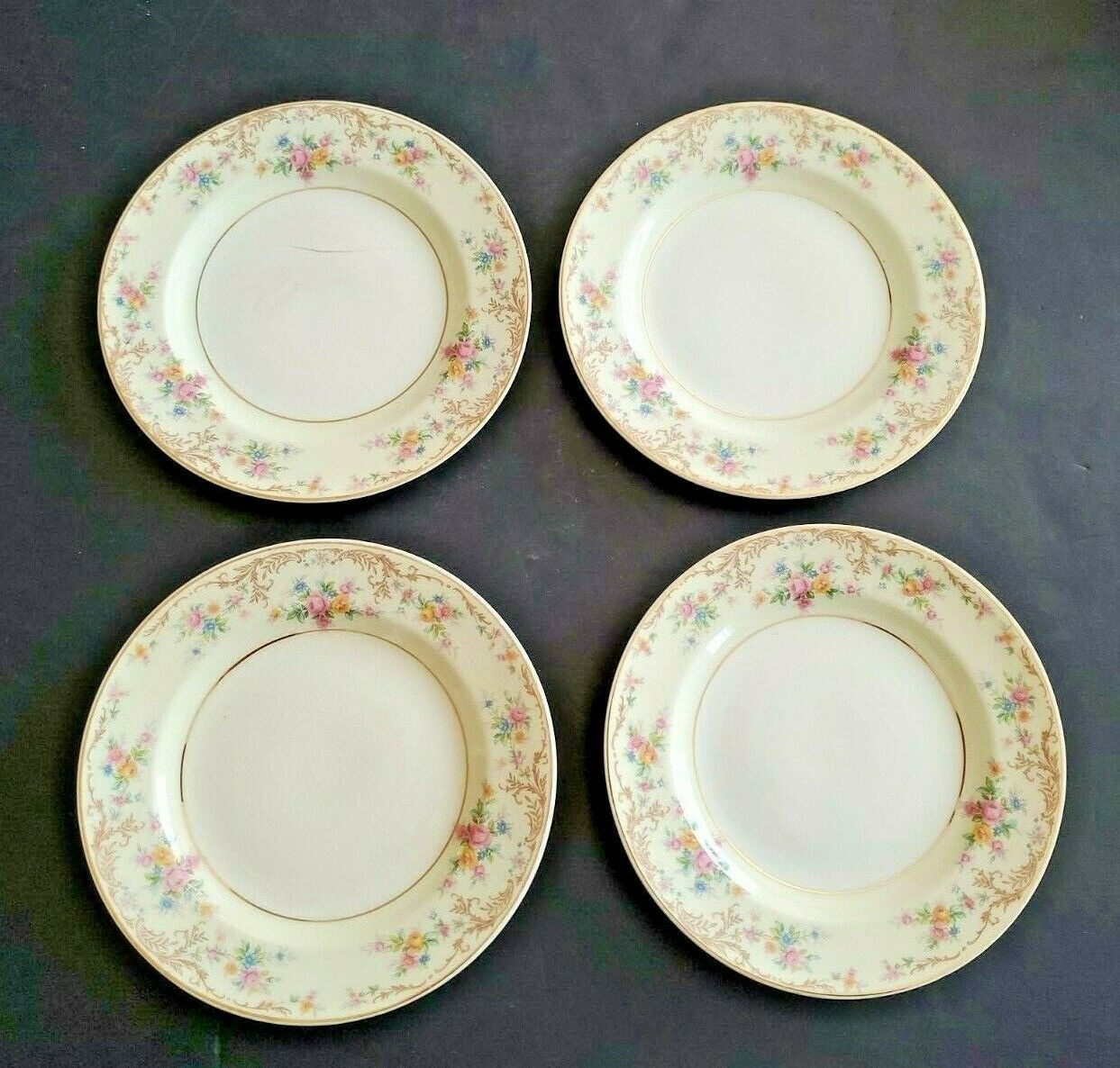 Lot Of 4 Vintage Steubenville China 6" Bread & Butter Plates - Ivory & Floral